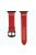 KALEBOL For Apple Watch 10 46mm / Ultra 2 / Ultra 49mm / 9 8 7 45mm / SE (2023) SE (2022) SE 6 5 4 44mm / 3 2 1 42mm Cross-Stitch Leather Strap - Red