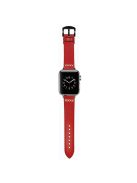 KALEBOL For Apple Watch 10 46mm / Ultra 2 / Ultra 49mm / 9 8 7 45mm / SE (2023) SE (2022) SE 6 5 4 44mm / 3 2 1 42mm Cross-Stitch Leather Strap - Red