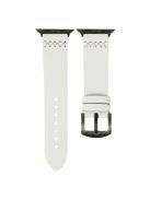 KALEBOL For Apple Watch 10 46mm / Ultra 2 / Ultra 49mm / 9 8 7 45mm / SE (2023) SE (2022) SE 6 5 4 44mm / 3 2 1 42mm Cross-Stitch Leather Strap - White