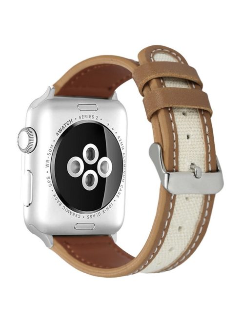 KALEBOL For Apple Watch 10 46mm / Ultra 2 / Ultra 49mm / 9 8 7 45mm / SE (2023) SE (2022) SE 6 5 4 44mm / 3 2 1 42mm Dual Color Watch Band - Light Brown+White