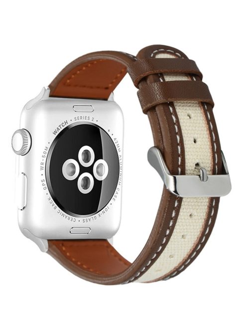 KALEBOL For Apple Watch 10 46mm / Ultra 2 / Ultra 49mm / 9 8 7 45mm / SE (2023) SE (2022) SE 6 5 4 44mm / 3 2 1 42mm Dual Color Watch Band - Tan+White