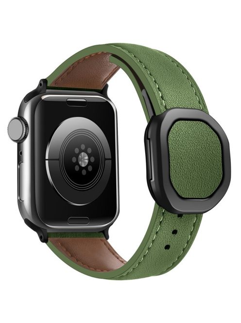 KALEBOL For Apple Watch 10 46mm / Ultra 2 / Ultra 49mm / 9 8 7 45mm / SE (2023) SE (2022) SE 6 5 4 44mm / 3 2 1 42mm Genuine Cow Leather Band -  Army Green