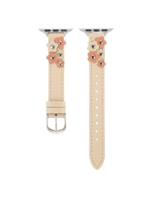 KALEBOL For Apple Watch 10 46mm / Ultra 2 / Ultra 49mm / 9 8 7 45mm / SE (2023) SE (2022) SE 6 5 4 44mm / 3 2 1 42mm Genuine Cow Leather Watch Band - Apricot