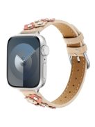 KALEBOL For Apple Watch 10 46mm / Ultra 2 / Ultra 49mm / 9 8 7 45mm / SE (2023) SE (2022) SE 6 5 4 44mm / 3 2 1 42mm Genuine Cow Leather Watch Band - Apricot