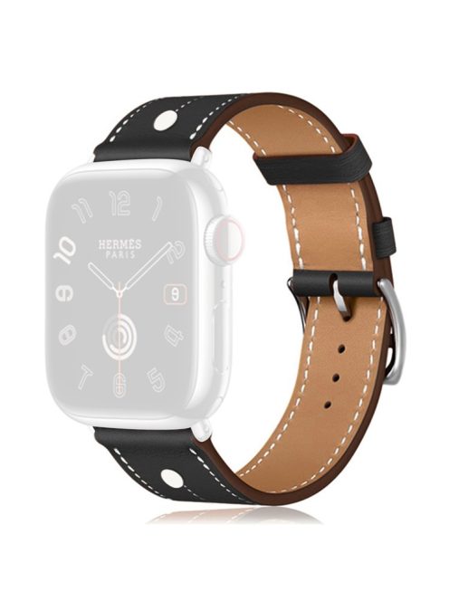 KALEBOL For Apple Watch 10 46mm / Ultra 2 / Ultra 49mm / 9 8 7 45mm / SE (2023) SE (2022) SE 6 5 4 44mm / 3 2 1 42mm Genuine Cow Leather Watch Strap - Black