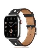 KALEBOL For Apple Watch 10 46mm / Ultra 2 / Ultra 49mm / 9 8 7 45mm / SE (2023) SE (2022) SE 6 5 4 44mm / 3 2 1 42mm Genuine Cow Leather Watch Strap - Black