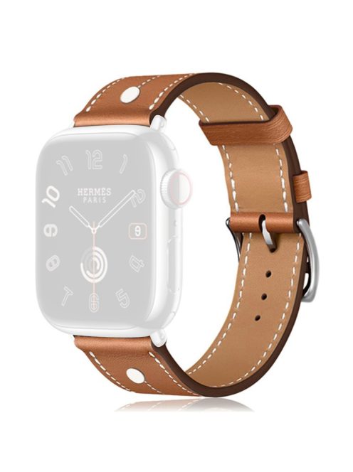 KALEBOL For Apple Watch 10 46mm / Ultra 2 / Ultra 49mm / 9 8 7 45mm / SE (2023) SE (2022) SE 6 5 4 44mm / 3 2 1 42mm Genuine Cow Leather Watch Strap - Brown