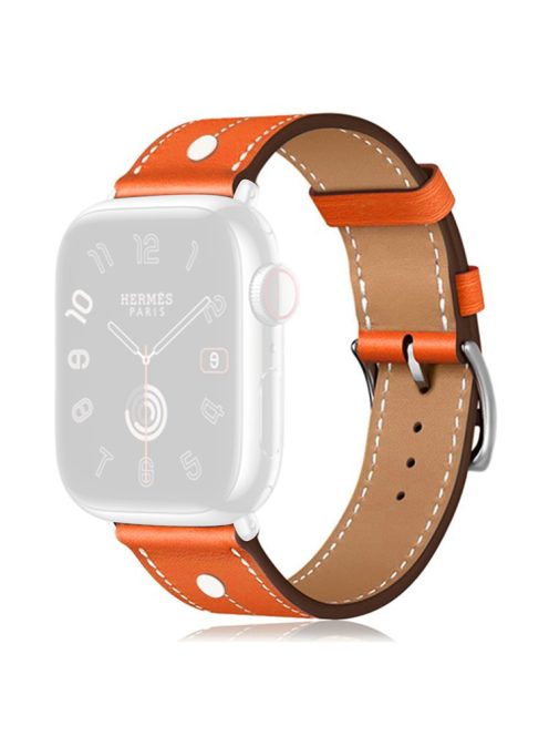 KALEBOL For Apple Watch 10 46mm / Ultra 2 / Ultra 49mm / 9 8 7 45mm / SE (2023) SE (2022) SE 6 5 4 44mm / 3 2 1 42mm Genuine Cow Leather Watch Strap - Orange