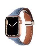 KALEBOL For Apple Watch 10 46mm / Ultra 2 / Ultra 49mm / 9 8 7 45mm / SE (2023) SE (2022) SE 6 5 4 44mm / 3 2 1 42mm Genuine Leather Watch Band - Blue