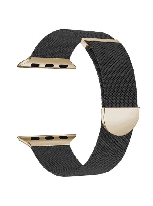 KALEBOL For Apple Watch 10 46mm / Ultra 2 / Ultra 49mm / 9 8 7 45mm / SE (2023) SE (2022) SE 6 5 4 44mm / 3 2 1 42mm Milanese Metal Watch Band - Black / Gold