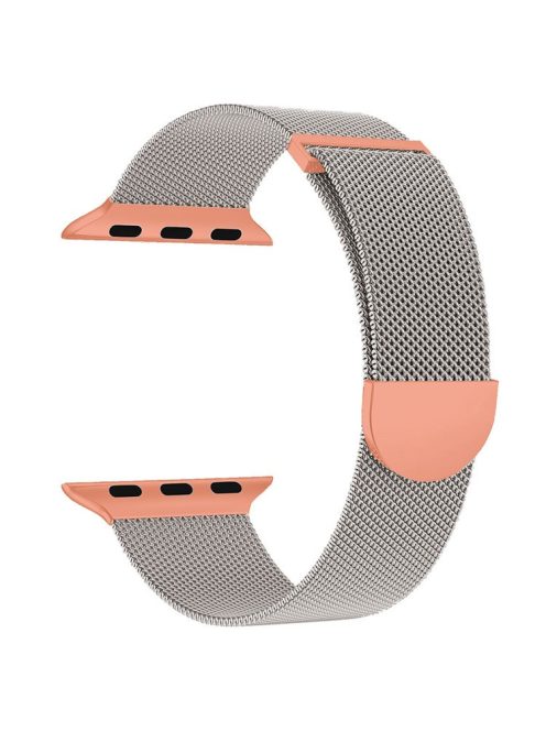 KALEBOL For Apple Watch 10 46mm / Ultra 2 / Ultra 49mm / 9 8 7 45mm / SE (2023) SE (2022) SE 6 5 4 44mm / 3 2 1 42mm Milanese Metal Watch Band - Starlight / Orange