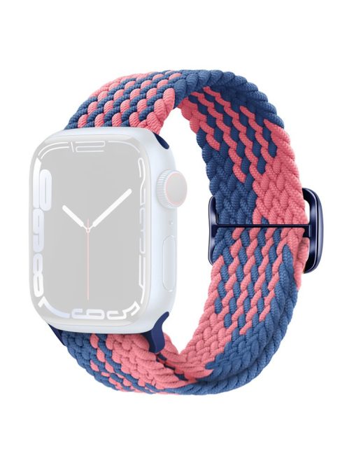 KALEBOL For Apple Watch 10 46mm / Ultra 2 / Ultra 49mm / 9 8 7 45mm / SE (2023) SE (2022) SE 6 5 4 44mm / 3 2 1 42mm Nylon Braided Watch Strap - Blue+Pink