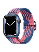 KALEBOL For Apple Watch 10 46mm / Ultra 2 / Ultra 49mm / 9 8 7 45mm / SE (2023) SE (2022) SE 6 5 4 44mm / 3 2 1 42mm Nylon Braided Watch Strap - Blue+Pink