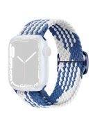 KALEBOL For Apple Watch 10 46mm / Ultra 2 / Ultra 49mm / 9 8 7 45mm / SE (2023) SE (2022) SE 6 5 4 44mm / 3 2 1 42mm Nylon Braided Watch Strap - Blue+White