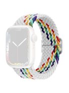 KALEBOL For Apple Watch 10 46mm / Ultra 2 / Ultra 49mm / 9 8 7 45mm / SE (2023) SE (2022) SE 6 5 4 44mm / 3 2 1 42mm Nylon Braided Watch Strap - White Rainbow