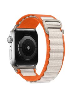   KALEBOL For Apple Watch 10 46mm / Ultra 2 / Ultra 49mm / 9 8 7 45mm / SE (2023) SE (2022) SE 6 5 4 44mm / 3 2 1 42mm Nylon Watch Band - Orange+Beige