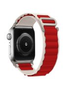 KALEBOL For Apple Watch 10 46mm / Ultra 2 / Ultra 49mm / 9 8 7 45mm / SE (2023) SE (2022) SE 6 5 4 44mm / 3 2 1 42mm Nylon Watch Band - Red+White