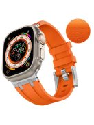 KALEBOL For Apple Watch 10 46mm / Ultra 2 / Ultra 49mm / 9 8 7 45mm / SE (2023) SE (2022) SE 6 5 4 44mm / 3 2 1 42mm Silicone Band - Silver+Orange