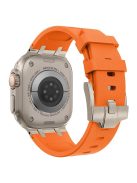 KALEBOL For Apple Watch 10 46mm / Ultra 2 / Ultra 49mm / 9 8 7 45mm / SE (2023) SE (2022) SE 6 5 4 44mm / 3 2 1 42mm Silicone Band - Titanium+Orange