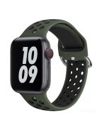 KALEBOL For Apple Watch 10 46mm / Ultra 2 / Ultra 49mm / 9 8 7 45mm / SE (2023) SE (2022) SE 6 5 4 44mm / 3 2 1 42mm Silicone Watch Band - Black+Army Green