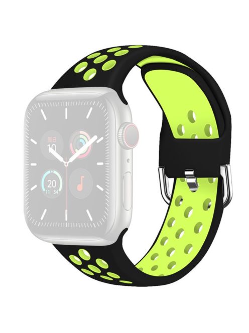 KALEBOL For Apple Watch 10 46mm / Ultra 2 / Ultra 49mm / 9 8 7 45mm / SE (2023) SE (2022) SE 6 5 4 44mm / 3 2 1 42mm Silicone Watch Band - Black+Green