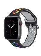 KALEBOL For Apple Watch 10 46mm / Ultra 2 / Ultra 49mm / 9 8 7 45mm / SE (2023) SE (2022) SE 6 5 4 44mm / 3 2 1 42mm Silicone Watch Band - Black+Rainbow