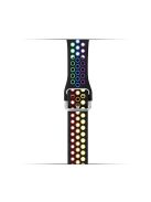 KALEBOL For Apple Watch 10 46mm / Ultra 2 / Ultra 49mm / 9 8 7 45mm / SE (2023) SE (2022) SE 6 5 4 44mm / 3 2 1 42mm Silicone Watch Band - Black+Rainbow