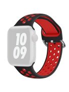 KALEBOL For Apple Watch 10 46mm / Ultra 2 / Ultra 49mm / 9 8 7 45mm / SE (2023) SE (2022) SE 6 5 4 44mm / 3 2 1 42mm Silicone Watch Band - Black+Red