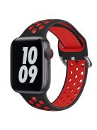 KALEBOL For Apple Watch 10 46mm / Ultra 2 / Ultra 49mm / 9 8 7 45mm / SE (2023) SE (2022) SE 6 5 4 44mm / 3 2 1 42mm Silicone Watch Band - Black+Red