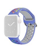 KALEBOL For Apple Watch 10 46mm / Ultra 2 / Ultra 49mm / 9 8 7 45mm / SE (2023) SE (2022) SE 6 5 4 44mm / 3 2 1 42mm Silicone Watch Band - Blue+Rainbow