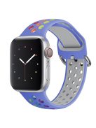 KALEBOL For Apple Watch 10 46mm / Ultra 2 / Ultra 49mm / 9 8 7 45mm / SE (2023) SE (2022) SE 6 5 4 44mm / 3 2 1 42mm Silicone Watch Band - Blue+Rainbow