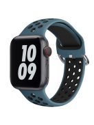 KALEBOL For Apple Watch 10 46mm / Ultra 2 / Ultra 49mm / 9 8 7 45mm / SE (2023) SE (2022) SE 6 5 4 44mm / 3 2 1 42mm Silicone Watch Band - Cyan Blue+Black