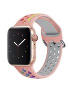 KALEBOL For Apple Watch 10 46mm / Ultra 2 / Ultra 49mm / 9 8 7 45mm / SE (2023) SE (2022) SE 6 5 4 44mm / 3 2 1 42mm Silicone Watch Band - Pink+Rainbow