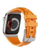 KALEBOL For Apple Watch 10 46mm / Ultra 2 / Ultra 49mm / 9 8 7 45mm / SE (2023) SE (2022) SE 6 5 4 44mm / 3 2 1 42mm Silicone Watch Band - Titanium+Orange