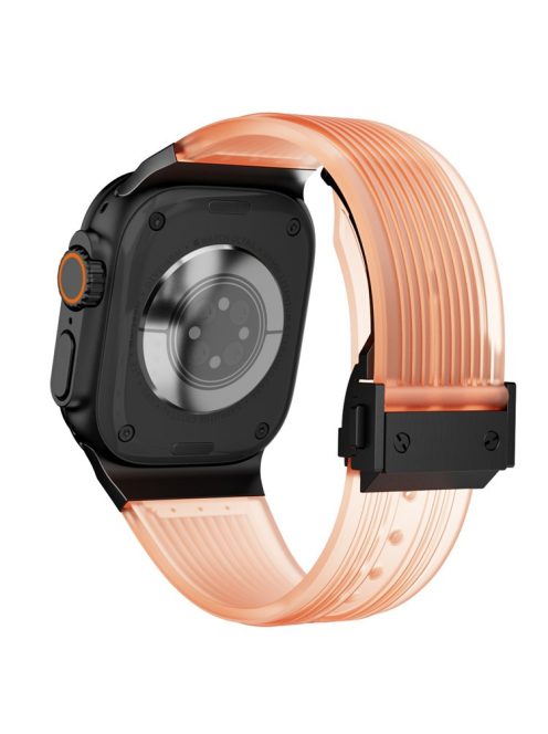 KALEBOL For Apple Watch 10 46mm / Ultra 2 / Ultra 49mm / 9 8 7 45mm / SE (2023) SE (2022) SE 6 5 4 44mm / 3 2 1 42mm Silicone Watch Band - Transparent Orange / Black