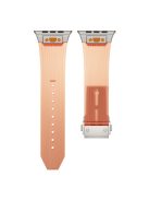 KALEBOL For Apple Watch 10 46mm / Ultra 2 / Ultra 49mm / 9 8 7 45mm / SE (2023) SE (2022) SE 6 5 4 44mm / 3 2 1 42mm Silicone Watch Band - Transparent Orange / Titanium