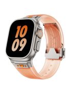 KALEBOL For Apple Watch 10 46mm / Ultra 2 / Ultra 49mm / 9 8 7 45mm / SE (2023) SE (2022) SE 6 5 4 44mm / 3 2 1 42mm Silicone Watch Band - Transparent Orange / Titanium