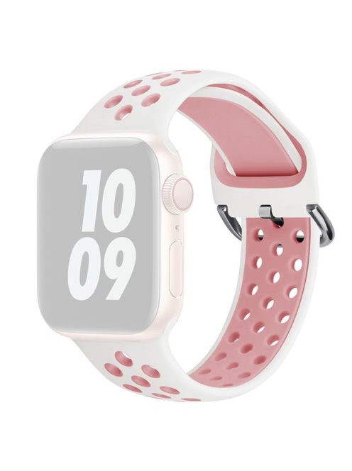 KALEBOL For Apple Watch 10 46mm / Ultra 2 / Ultra 49mm / 9 8 7 45mm / SE (2023) SE (2022) SE 6 5 4 44mm / 3 2 1 42mm Silicone Watch Band - White+Pink