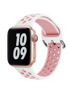 KALEBOL For Apple Watch 10 46mm / Ultra 2 / Ultra 49mm / 9 8 7 45mm / SE (2023) SE (2022) SE 6 5 4 44mm / 3 2 1 42mm Silicone Watch Band - White+Pink