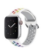 KALEBOL For Apple Watch 10 46mm / Ultra 2 / Ultra 49mm / 9 8 7 45mm / SE (2023) SE (2022) SE 6 5 4 44mm / 3 2 1 42mm Silicone Watch Band - White+Rainbow