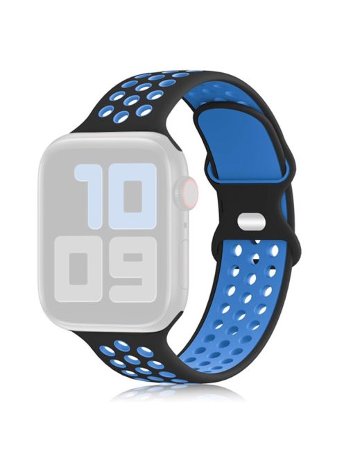 KALEBOL For Apple Watch 10 46mm / Ultra 2 / Ultra 49mm / 9 8 7 45mm / SE (2023) SE (2022) SE 6 5 4 44mm / 3 2 1 42mm Silicone Watch Strap - Black+Blue