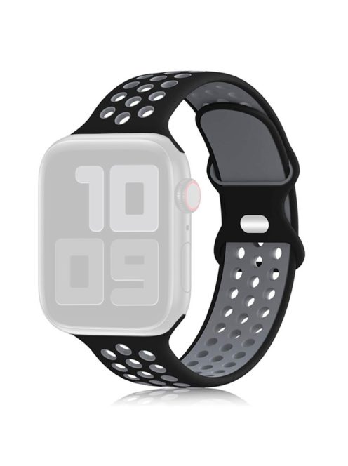 KALEBOL For Apple Watch 10 46mm / Ultra 2 / Ultra 49mm / 9 8 7 45mm / SE (2023) SE (2022) SE 6 5 4 44mm / 3 2 1 42mm Silicone Watch Strap - Black+Grey