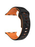 KALEBOL For Apple Watch 10 46mm / Ultra 2 / Ultra 49mm / 9 8 7 45mm / SE (2023) SE (2022) SE 6 5 4 44mm / 3 2 1 42mm Silicone Watch Strap - Black+Orange