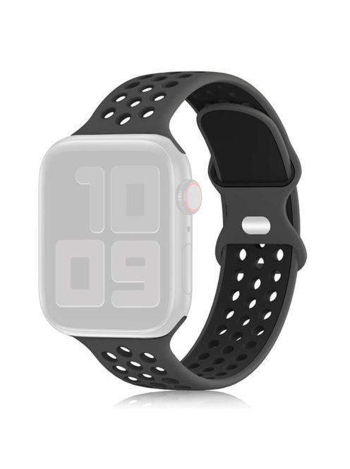 KALEBOL For Apple Watch 10 46mm / Ultra 2 / Ultra 49mm / 9 8 7 45mm / SE (2023) SE (2022) SE 6 5 4 44mm / 3 2 1 42mm Silicone Watch Strap - Coal Black+Black