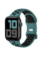 KALEBOL For Apple Watch 10 46mm / Ultra 2 / Ultra 49mm / 9 8 7 45mm / SE (2023) SE (2022) SE 6 5 4 44mm / 3 2 1 42mm Silicone Watch Strap - Cyan+Black