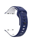 KALEBOL For Apple Watch 10 46mm / Ultra 2 / Ultra 49mm / 9 8 7 45mm / SE (2023) SE (2022) SE 6 5 4 44mm / 3 2 1 42mm Silicone Watch Strap - Midnight Blue+White