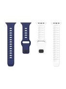 KALEBOL For Apple Watch 10 46mm / Ultra 2 / Ultra 49mm / 9 8 7 45mm / SE (2023) SE (2022) SE 6 5 4 44mm / 3 2 1 42mm Silicone Watch Strap - Midnight Blue+White