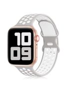 KALEBOL For Apple Watch 10 46mm / Ultra 2 / Ultra 49mm / 9 8 7 45mm / SE (2023) SE (2022) SE 6 5 4 44mm / 3 2 1 42mm Silicone Watch Strap - Silver+White