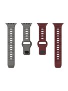 KALEBOL For Apple Watch 10 46mm / Ultra 2 / Ultra 49mm / 9 8 7 45mm / SE (2023) SE (2022) SE 6 5 4 44mm / 3 2 1 42mm Silicone Watch Strap - Space Grey+Wine Red