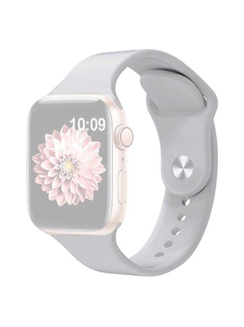 KALEBOL For Apple Watch 10 46mm / Ultra 2 / Ultra 49mm / 9 8 7 45mm / SE (2023) SE (2022) SE 6 5 4 44mm / 3 2 1 42mm Silicone Watch Straps, Size: S / M - Light Grey